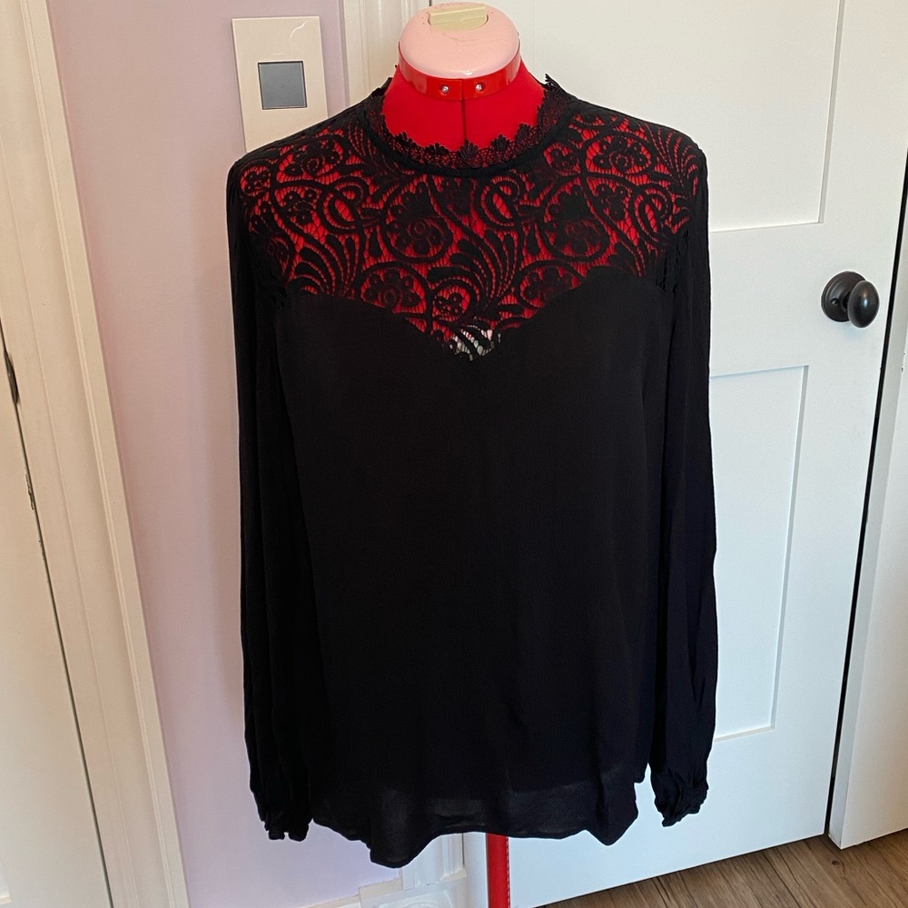 Addition Elle Long-Sleeve Blouse With Lace Yoke - Picture 2 of 3